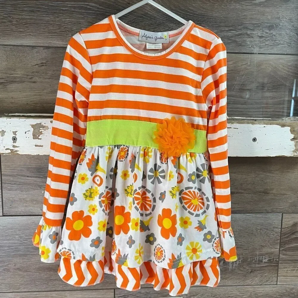 ALYSSA’S GARDEN Girls 2 Piece Ruffled Outfit Size 4T Boho Cottagecore Floral